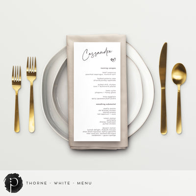 Thorne - Menu Cards