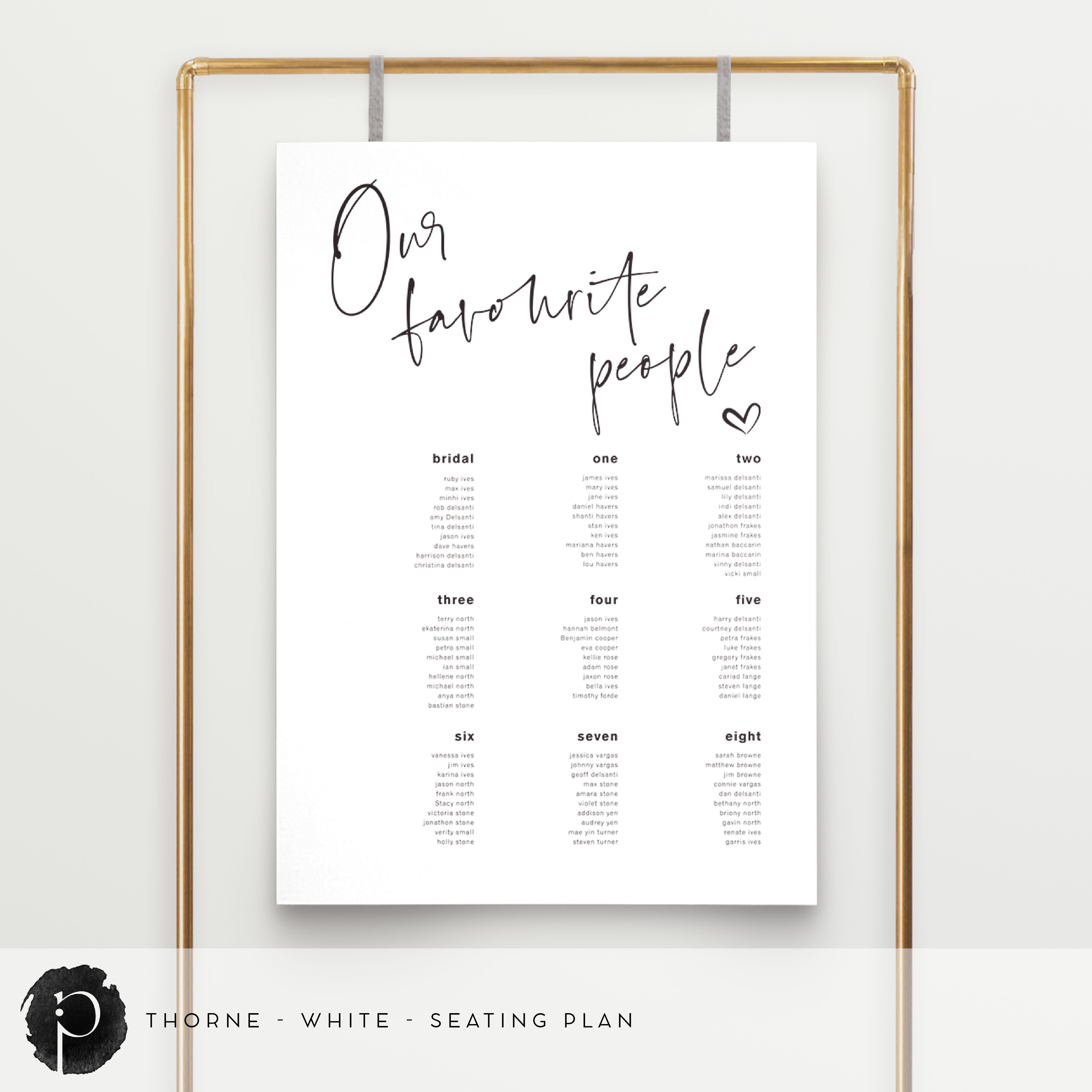 Thorne - Seating Plan Chart – Paper & Ink Studio