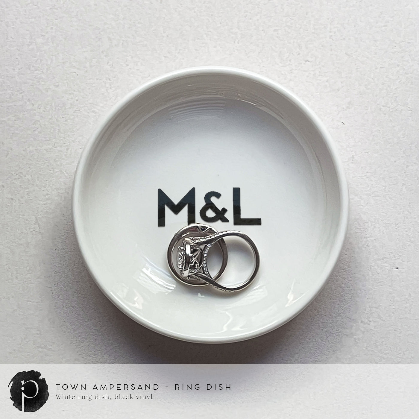 Personalised White Ring Dish - Town Ampersand