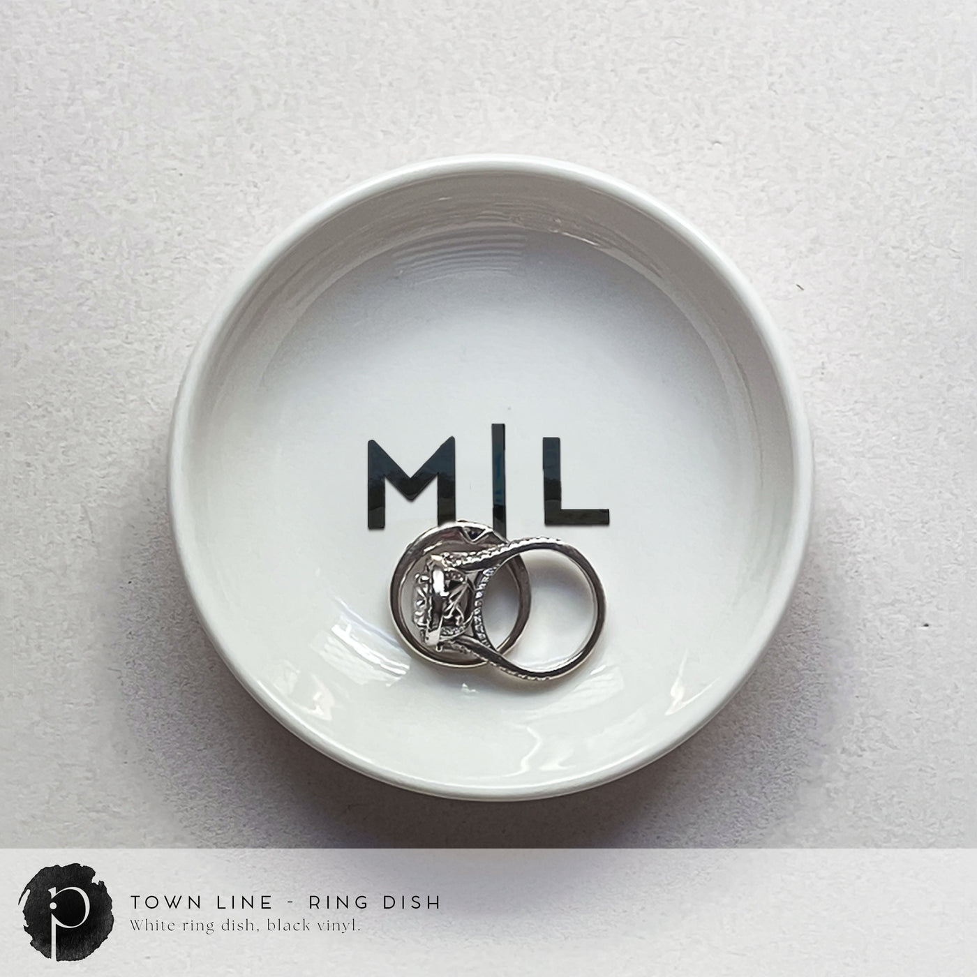 Personalised White Ring Dish - Town Line