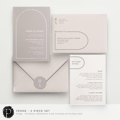 Verne - Wedding Invitation & Information/Details Card Set