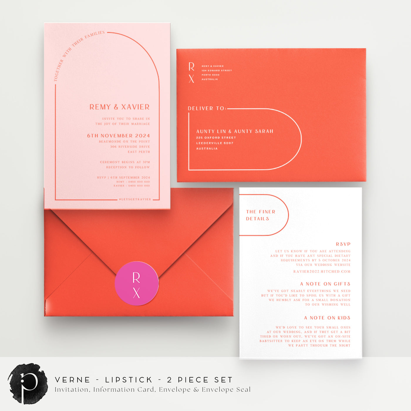 Verne - Wedding Invitation & Information/Details Card Set