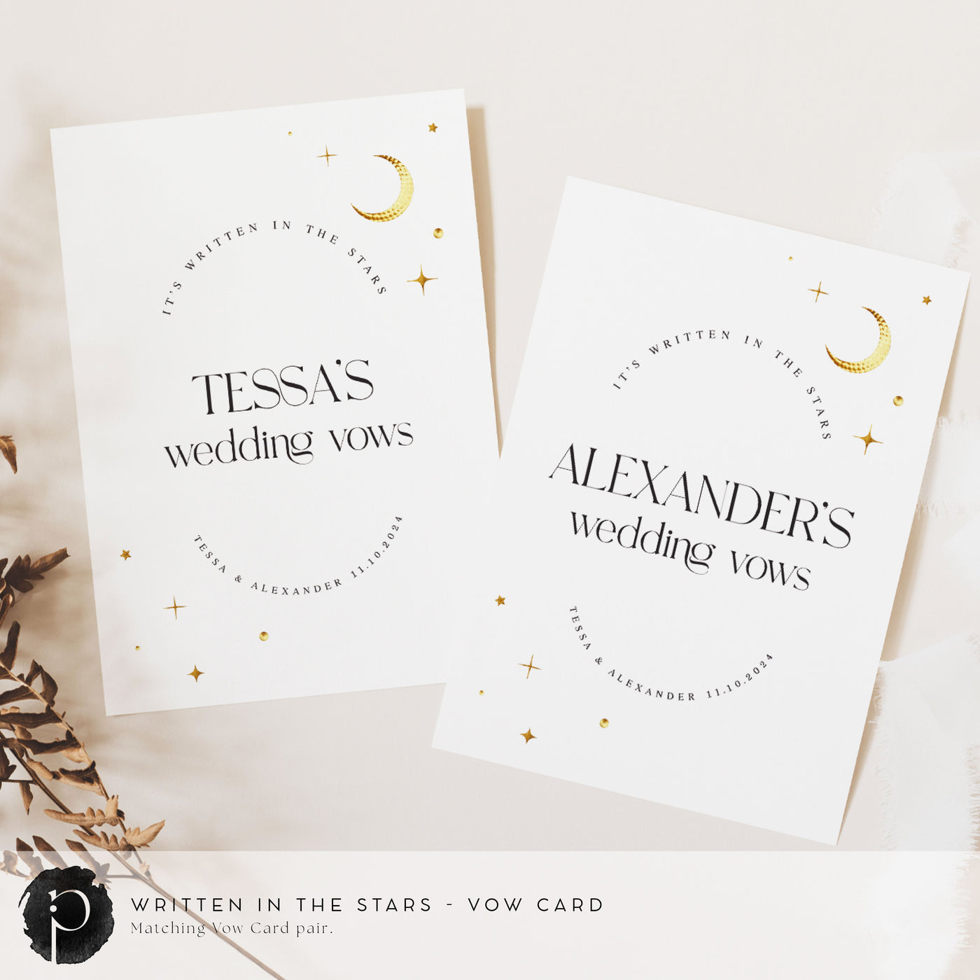 Written In The Stars - Wedding Vow Card Set