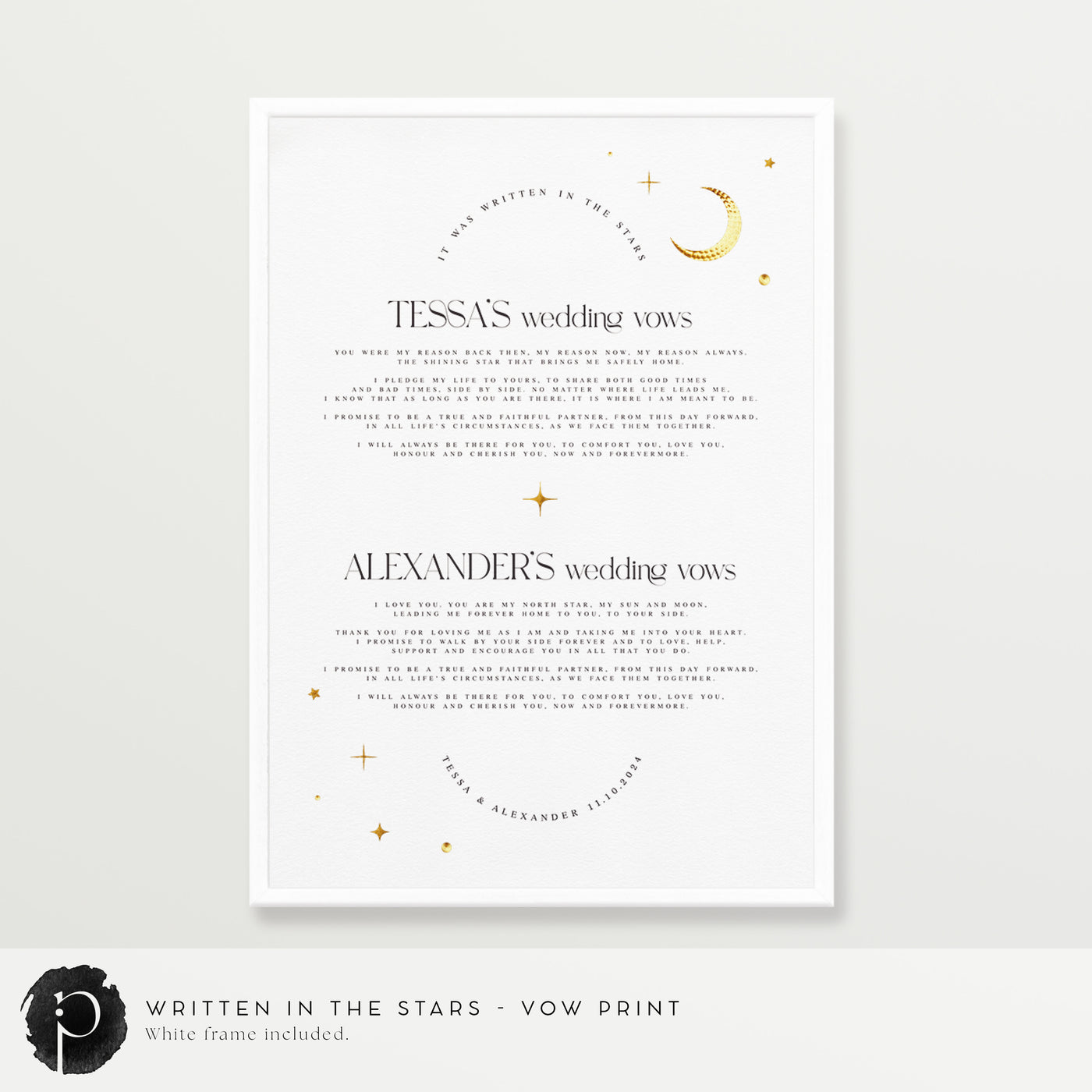 Written In The Stars - Wedding Vow Keepsake