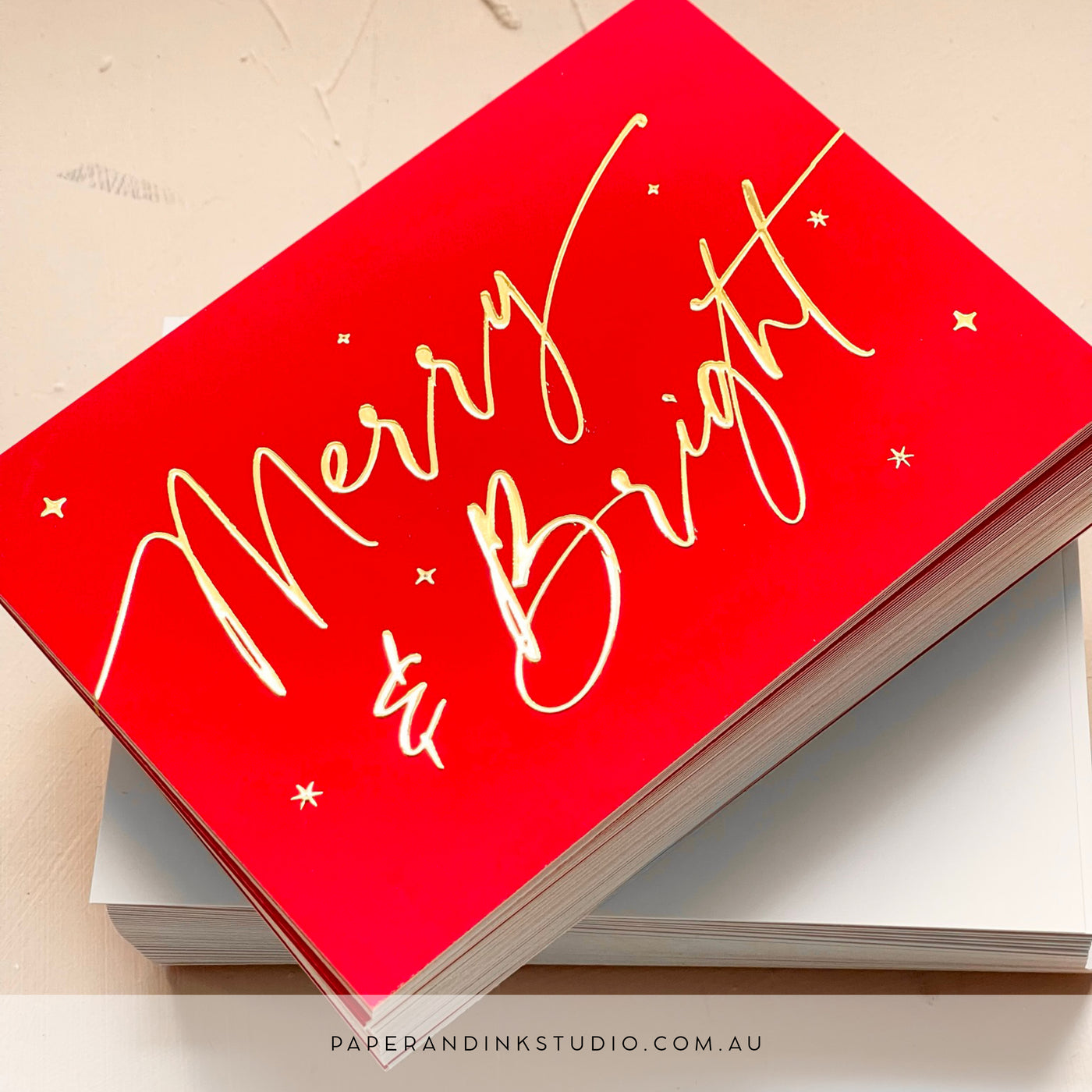 Merry & Bright Christmas Notecards - Red (10 pack)