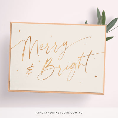 Merry & Bright Christmas Notecards - White (10 pack)