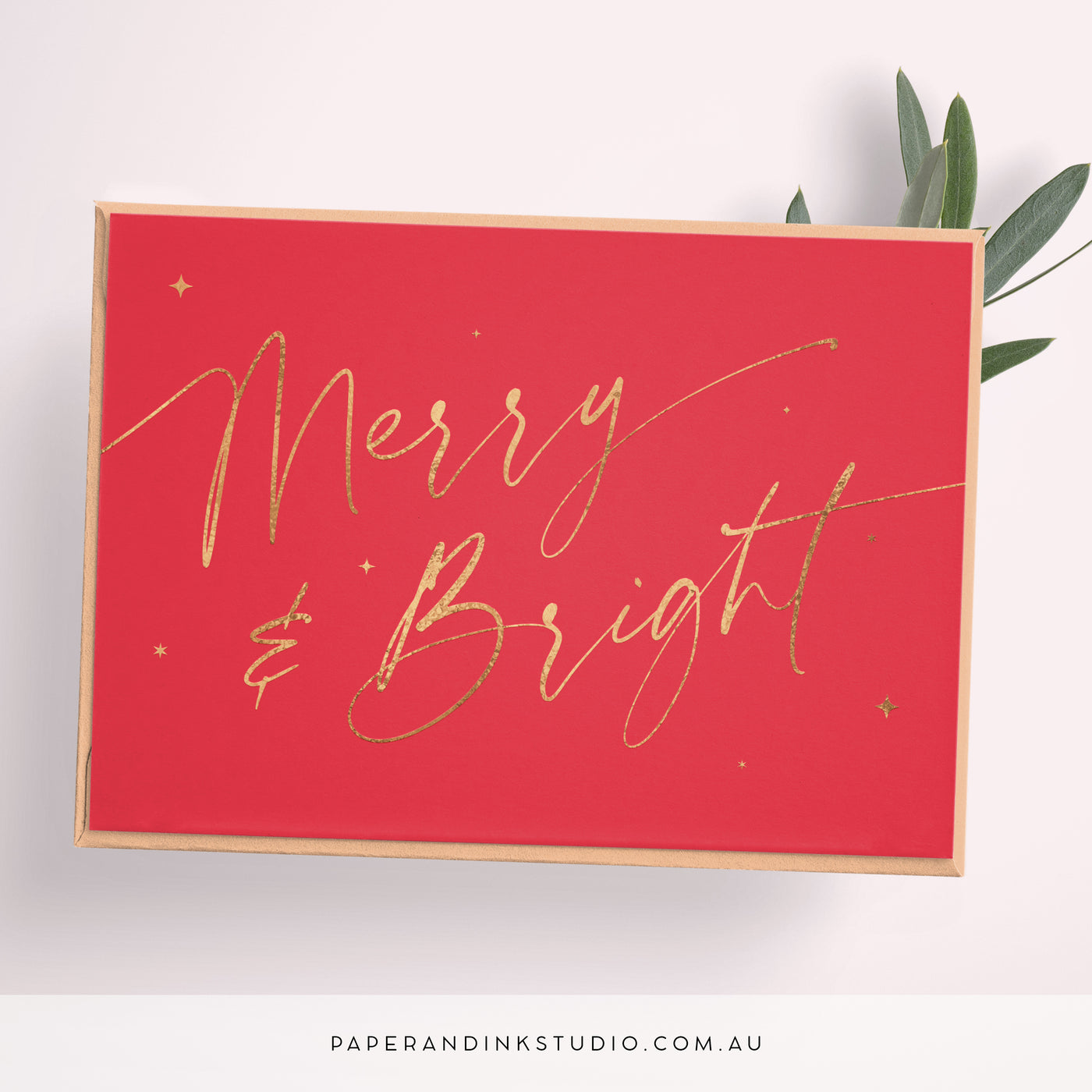 Merry & Bright Christmas Notecards - Red (10 pack)