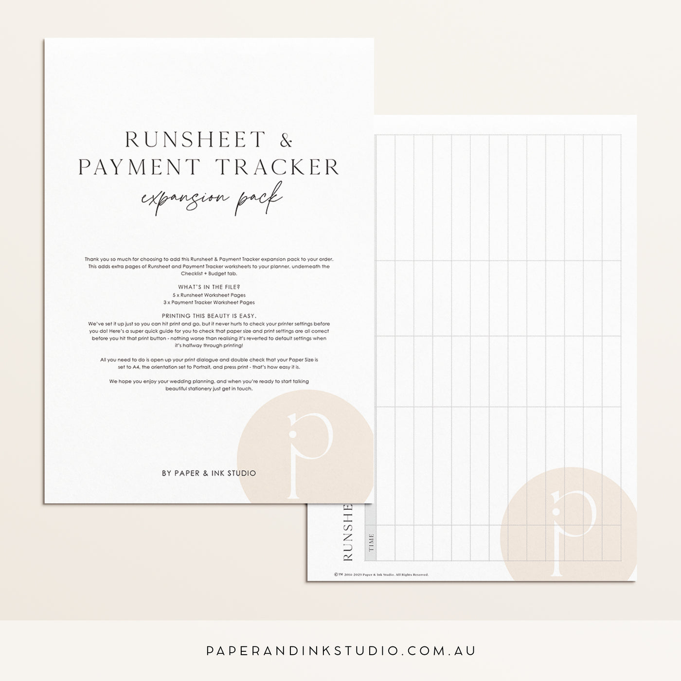 Runsheet & Payment Tracker Expansion - Add On To Wedding Planner