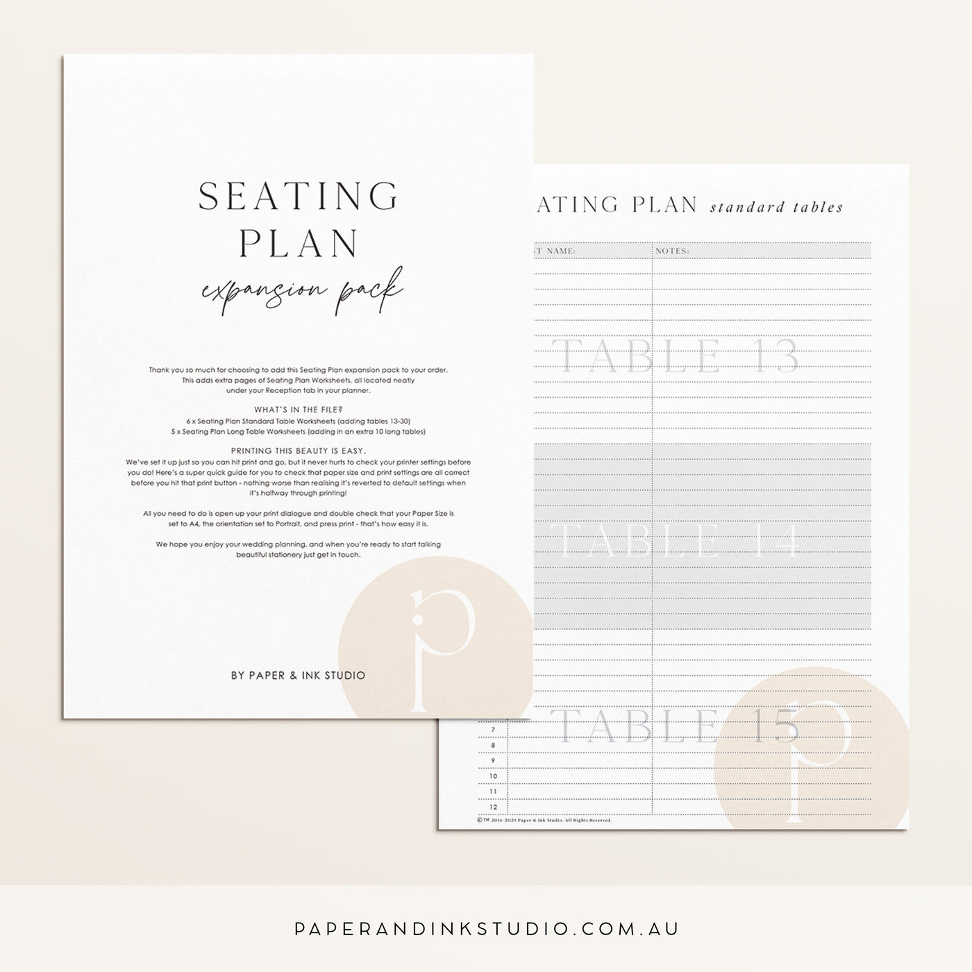 Seating Plan Expansion - Add On To Wedding Planner